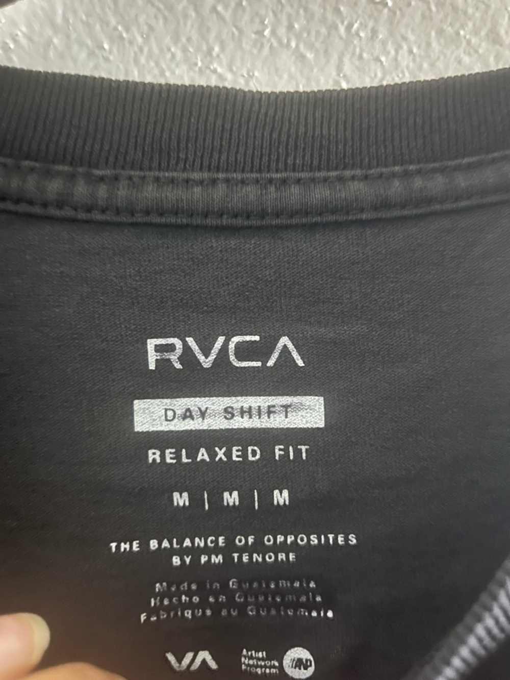 RVCA Black Long Sleeve Crew with Light Green Logo - Picture 3 of 5